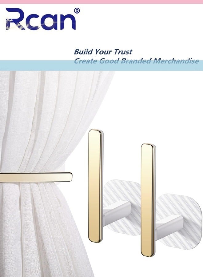 Rcan 2 Pcs Curtain Holders Gold Curtain Holdbacks Self Adhesive Drapery Curtain Tiebacks L Shaped Curtain Hooks Nordic Style Window Treatment Holdbacks for Home Office Decorative Curtain Decor  - Image 1