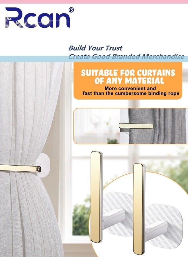 Rcan 2 Pcs Curtain Holders Gold Curtain Holdbacks Self Adhesive Drapery Curtain Tiebacks L Shaped Curtain Hooks Nordic Style Window Treatment Holdbacks for Home Office Decorative Curtain Decor  - Image 2