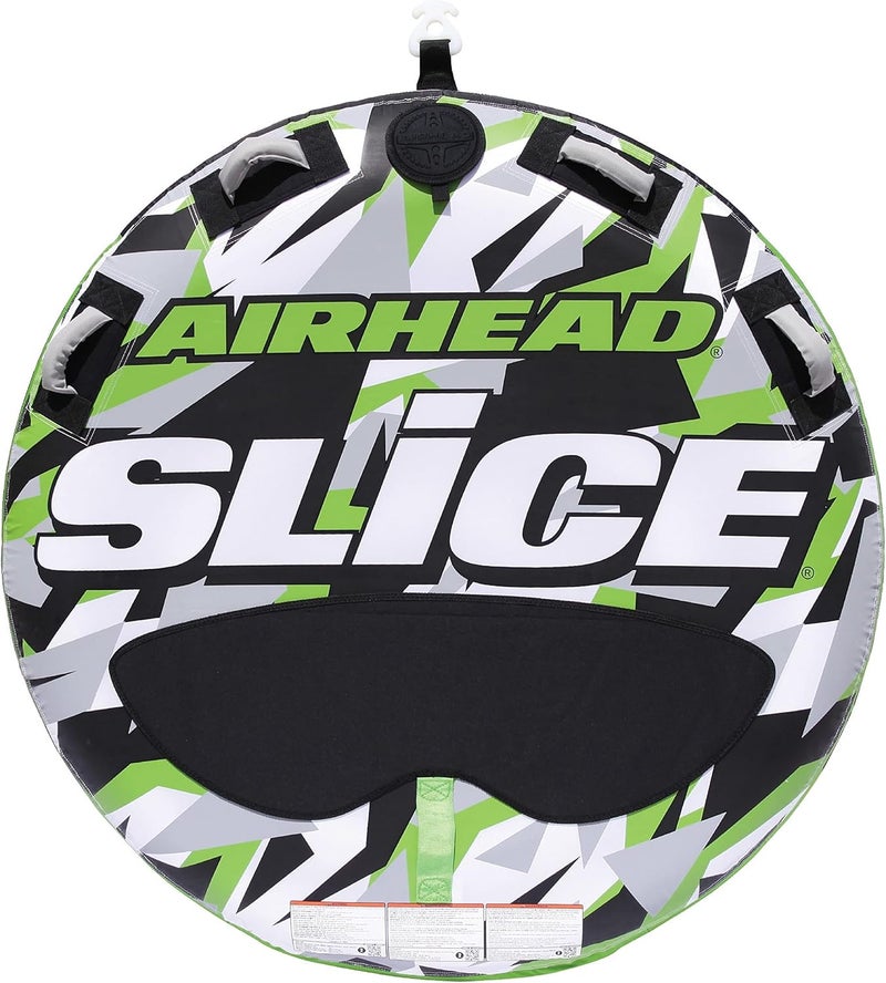Airhead Slice Towable 24 Rider Models Tube for Boating and Water Sports Heavy Duty Full Nylon Cover with Zipper EVA Foam Pads and Patented Speed Safety Valve for Easy Inflating  Deflating - Image 1