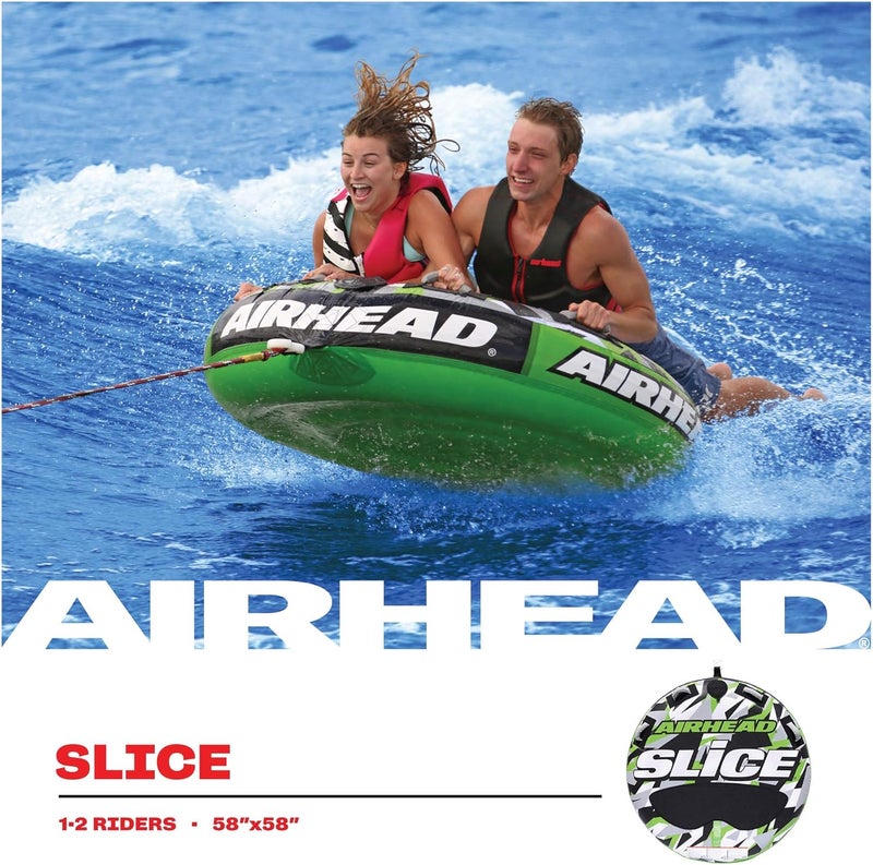 Airhead Slice Towable 24 Rider Models Tube for Boating and Water Sports Heavy Duty Full Nylon Cover with Zipper EVA Foam Pads and Patented Speed Safety Valve for Easy Inflating  Deflating - Image 5