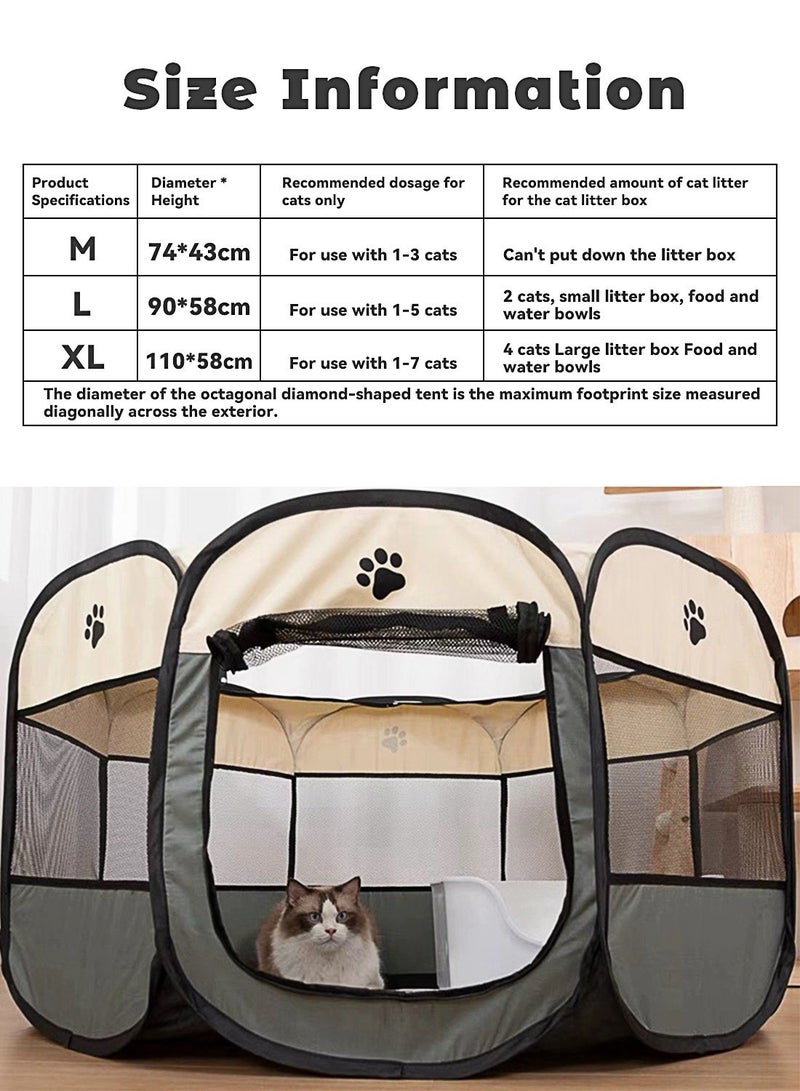 Portable cat cage for a cat room, foldable cat house, water-resistant base with removable zipper, medium size - Image 3
