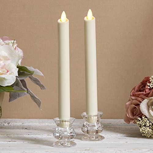Luminara Set of 2 Moving Flame LED Taper (1x9.75), Flameless Candle, Melted Edge, Smooth Wax, Unscented (White) - Image 3