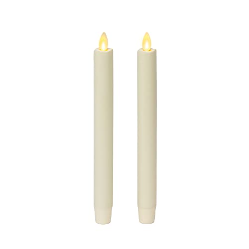 Luminara Set of 2 Moving Flame LED Taper (1x9.75), Flameless Candle, Melted Edge, Smooth Wax, Unscented (White) - Image 1