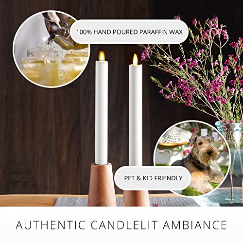 Luminara Set of 2 Moving Flame LED Taper (1x9.75), Flameless Candle, Melted Edge, Smooth Wax, Unscented (White) - Image 4