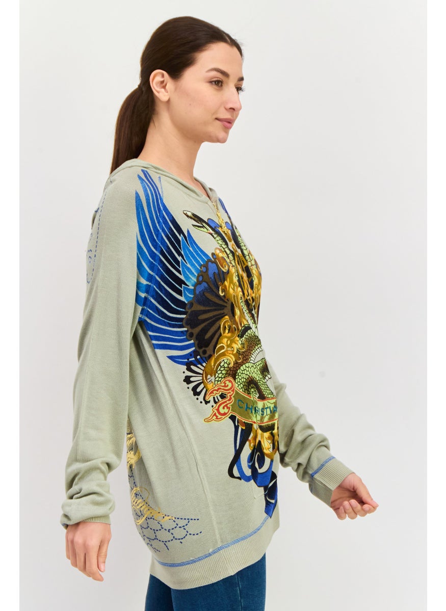 CHRISTIAN AUDIGIER Women Embellished Full Zip Sweatshirts, Grey  - Image 2