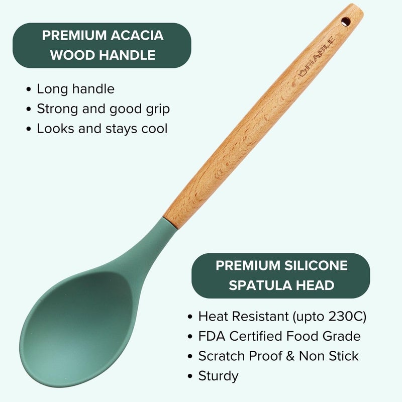 FIABLE FiABLE Premium Silicone Spatula Set of 3 for Non Stick pan Spatula Set for Cooking Heat Resistant FDA Certified Hybrid Combo of 3 Green - Image 3