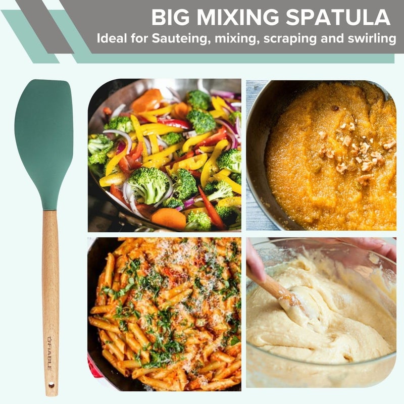FIABLE FiABLE Premium Silicone Spatula Set of 3 for Non Stick pan Spatula Set for Cooking Heat Resistant FDA Certified Hybrid Combo of 3 Green - Image 5