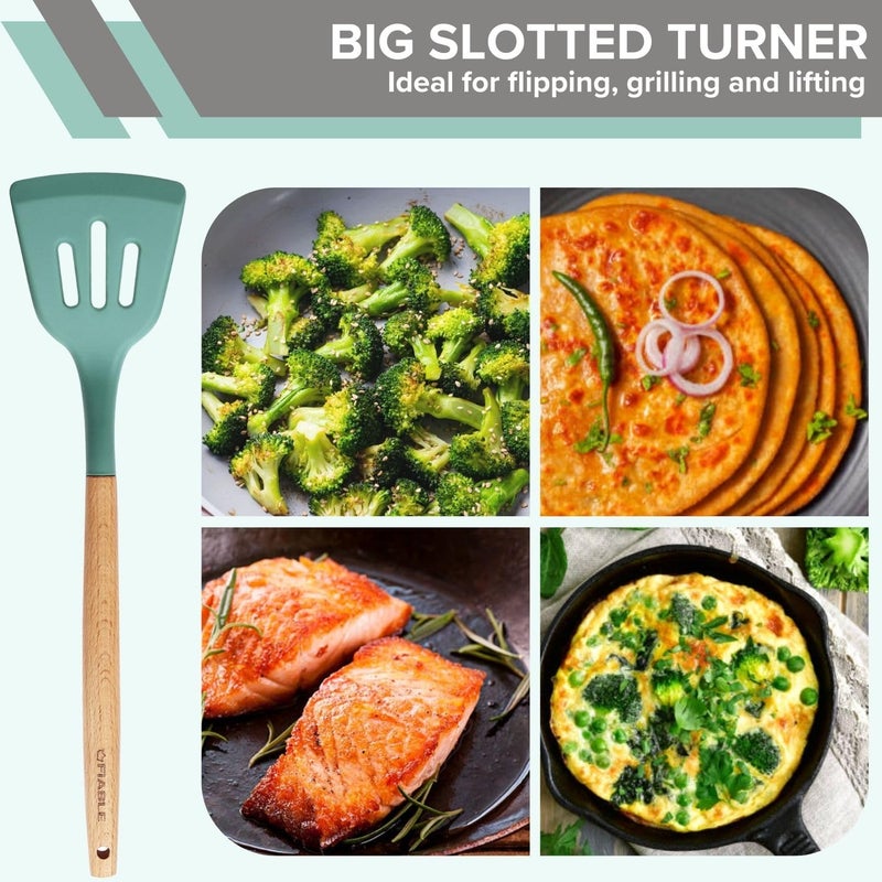 FIABLE FiABLE Premium Silicone Spatula Set of 3 for Non Stick pan Spatula Set for Cooking Heat Resistant FDA Certified Hybrid Combo of 3 Green - Image 4
