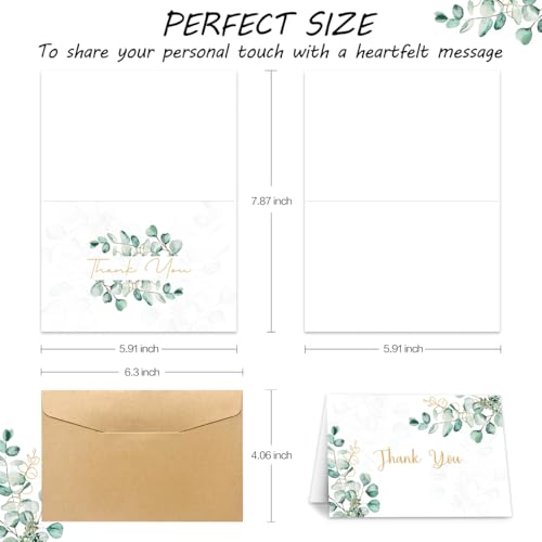 Ladygo 100PK Thank You Cards With Envelopes Bulk: 4x6 Blank Thank You Notes & Stickers Baby Shower Wedding Small Business - Floral Leaves Teacher Appreciation Gift for Graduation Kids Birthday Bridal (100 PACK) - Image 5
