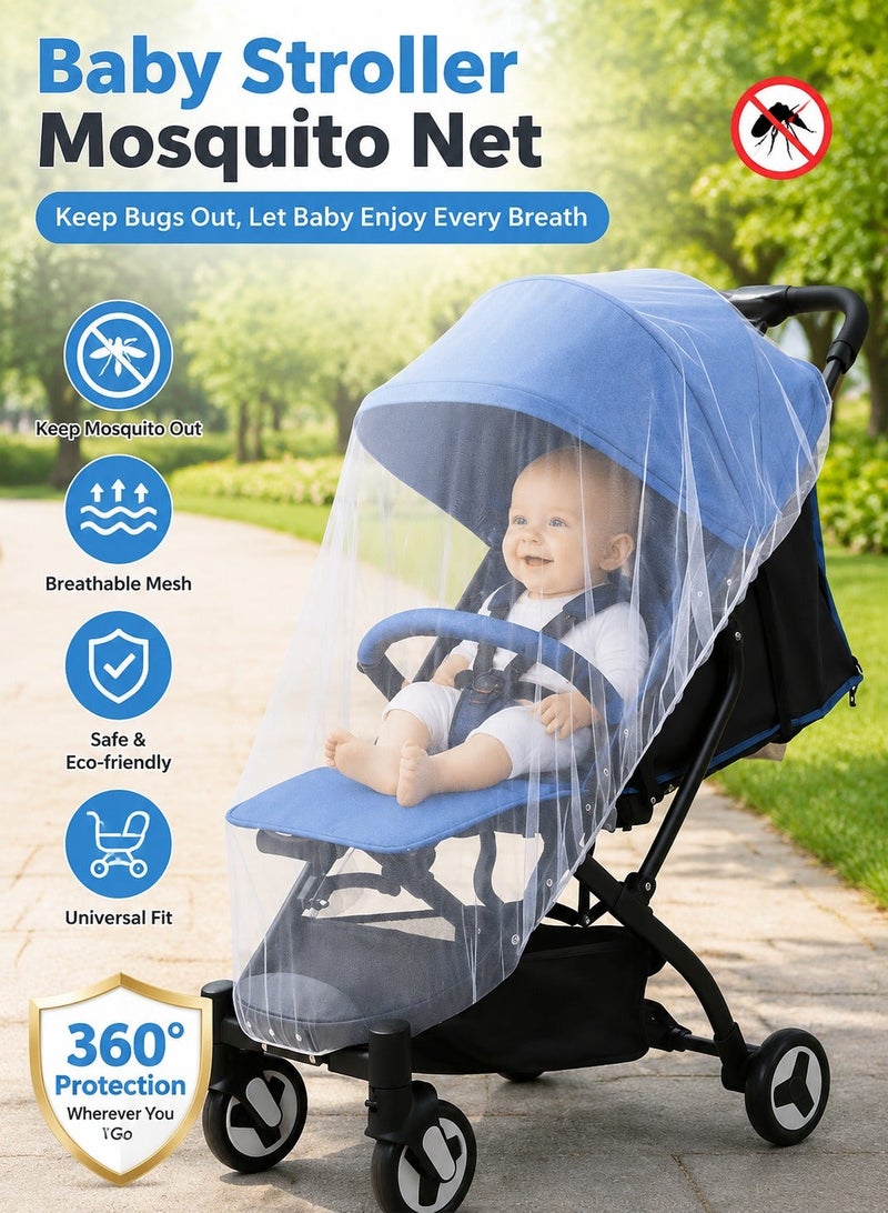 Bukela Baby Mosquito Net for Stroller, Durable Baby Stroller Mosquito Net, Perfect Bug Net for Stroller, Bassinets, Cradles, Playard, Pack N Plays and Portable Mini Crib - Image 1