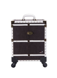 SUNRISE Professional 4 Wheels Rolling Makeup Cosmetic Train Case, Brown  - Image 4