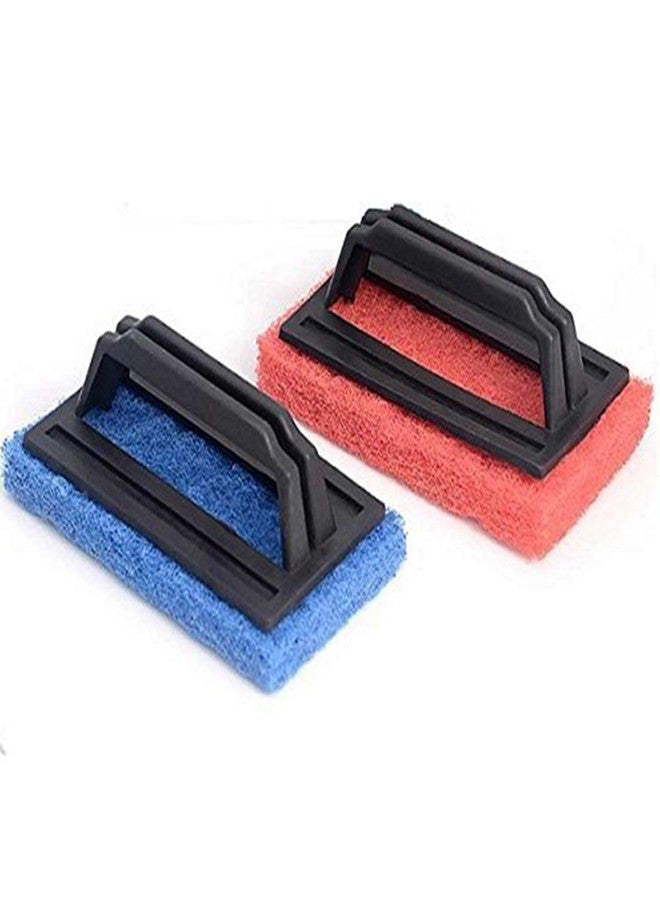 Kitchwish Heavy Duty Scrub Pad with Handle for Floor and Kitchen Cleaning - Multipurpose Tile & Bathroom Surface Scrubber, Durable Stain Remover Pack of 2 - Image 1