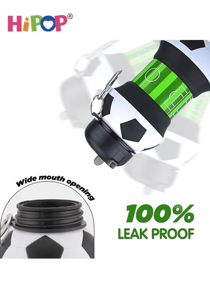 زجاجة ماء قابلة للطي للأولاد والبنات، خالية من مادة BPA، زجاجة ماء للتخييم بسعة 550 مل، زجاجة ماء للأطفال من السيليكون لكرة القدم - view 3