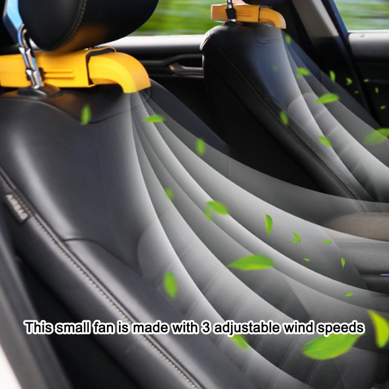 USB Rechargeable Air Fan Mini Portable Car Back Seats Cooling Fan - 3 Speed Adjustable Strong Airflow Quiet Auto BackSeating Fan for Car Interior - Image 2