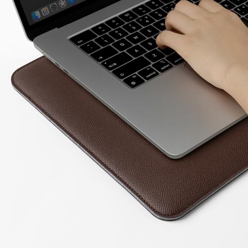 Comfyable Laptop Sleeve 15 Inch Precisely Compatible with MacBook Air 15" M5 M4 M3 M2 2026, Faux Leather Cover Case, Coffee - Image 5