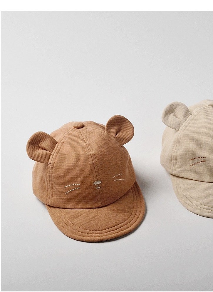 The Girl Cap - Wonder Kids durable cotton Kids Cap, Kitty Kids Caps are Perfect for Beach, Travelling and Outdoor activities, Cute Kitty design Easy to match with Clothing Styles, Brown - Image 1