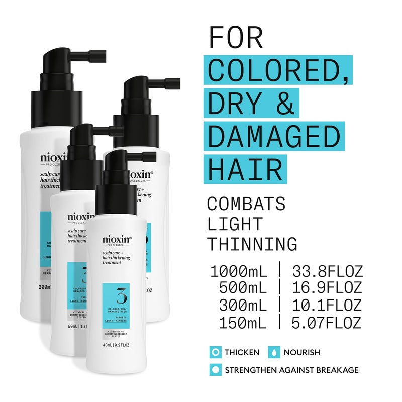 Nioxin System 3 Scalp + Hair Thickening Treatment | Serum for Colored or Damaged Hair with Light Thinning | 6.8 Fl oz. - Image 3