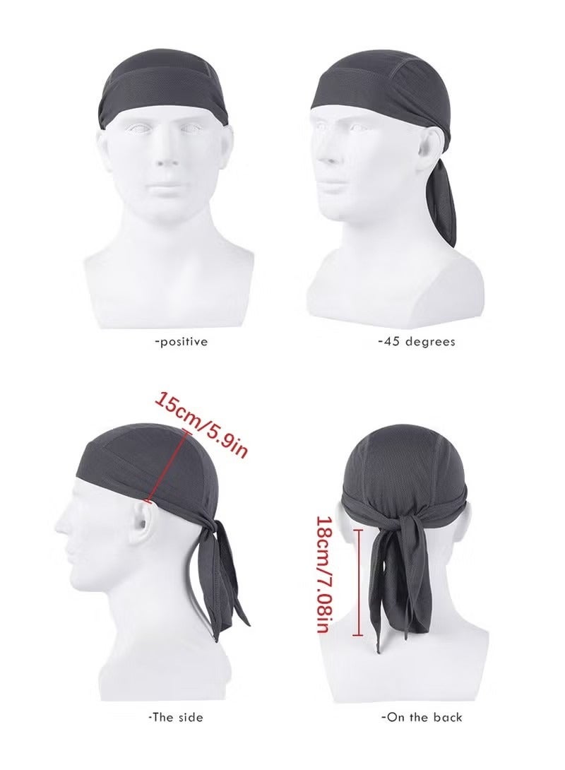 2 Pack Head Wraps Cycling Beanie Caps Dew Rag Skull Caps Pirate Hats Helmet Liner Bandana Head Wrap Doo Rags For Men Women(Black,White) - Image 3