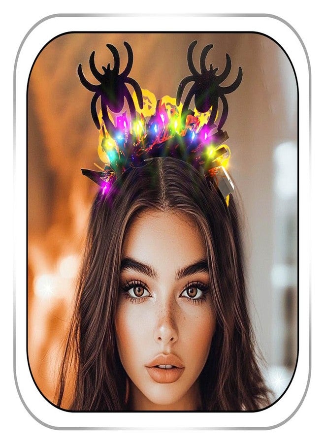 Gangel Light Up Halloween Headband Sparkling Bat Hairband Festive Costume Party Hair Accessories for Women (black-1) - Image 1