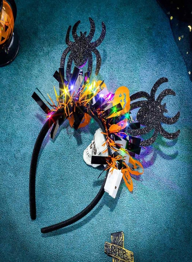Gangel Light Up Halloween Headband Sparkling Bat Hairband Festive Costume Party Hair Accessories for Women (black-1) - Image 3