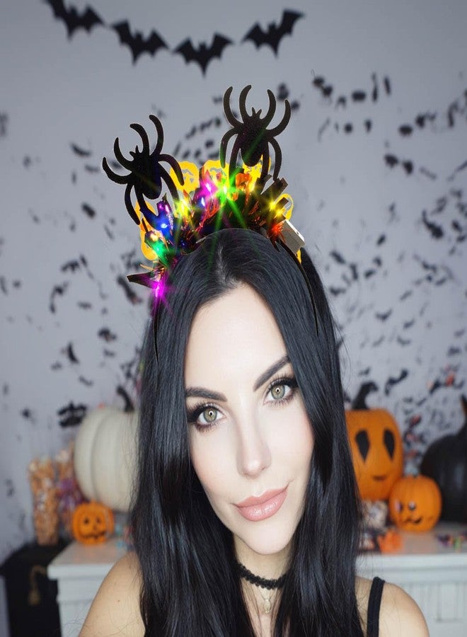 Gangel Light Up Halloween Headband Sparkling Bat Hairband Festive Costume Party Hair Accessories for Women (black-1) - Image 4