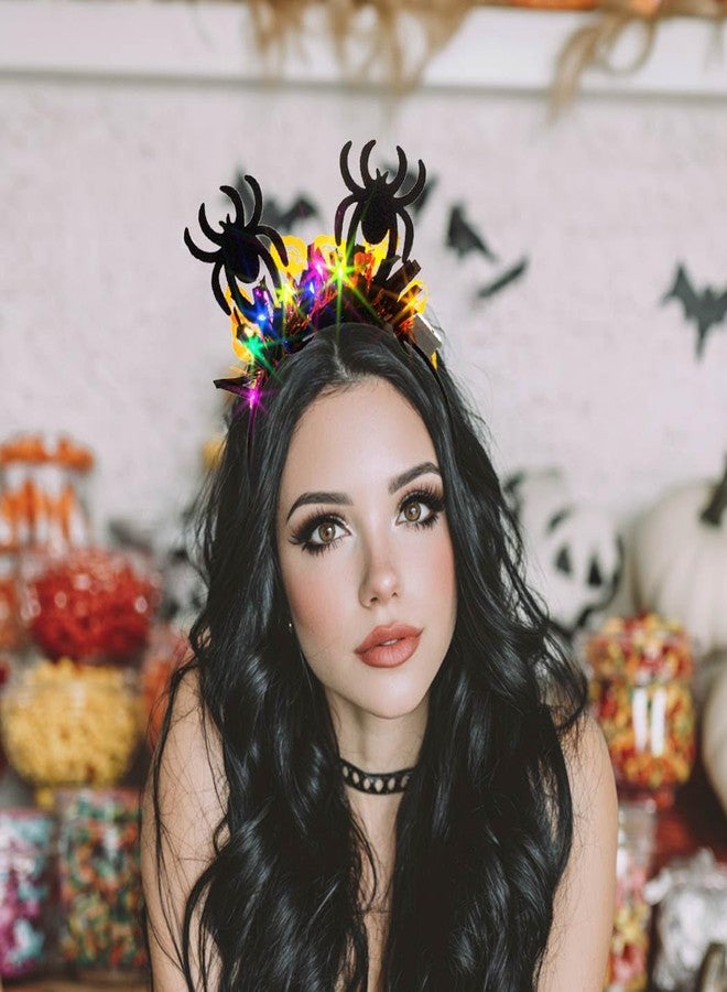 Gangel Light Up Halloween Headband Sparkling Bat Hairband Festive Costume Party Hair Accessories for Women (black-1) - Image 2