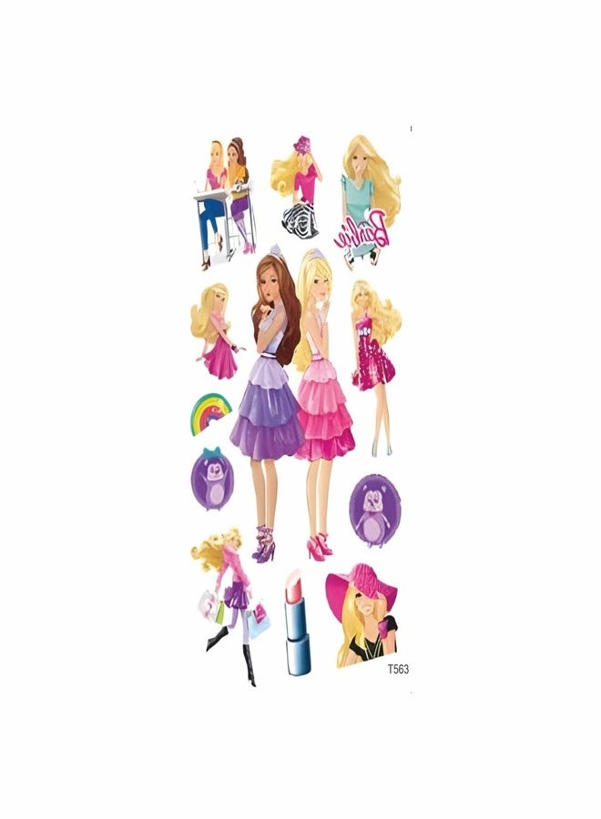 Stylizeink Cartoon Fashion Doll Temporary Tattoos, 2 x 4 inch, Pink and Purple Design Stickers with Unicorn and Pets, T563 - Image 3