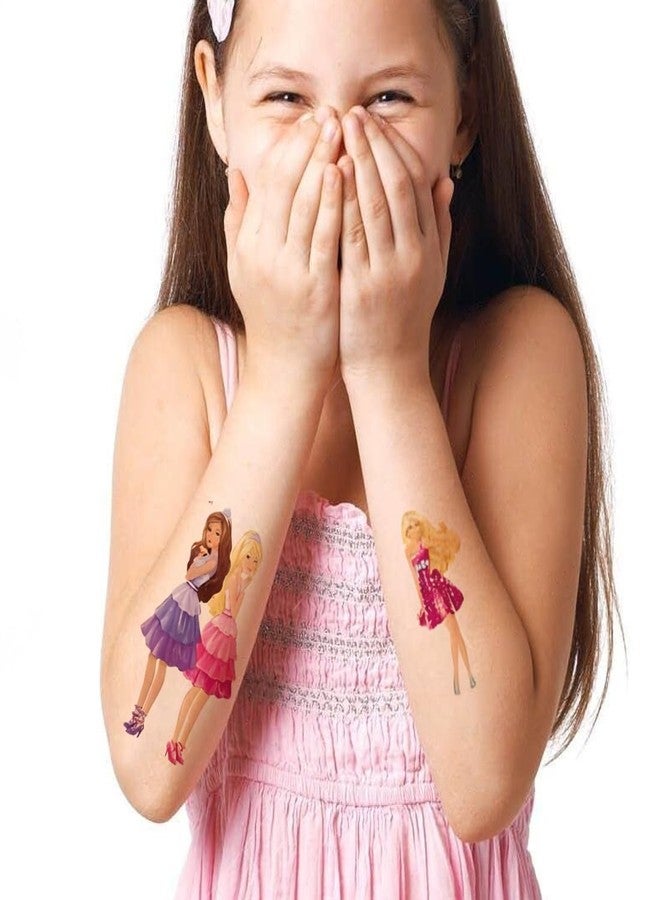 Stylizeink Cartoon Fashion Doll Temporary Tattoos, 2 x 4 inch, Pink and Purple Design Stickers with Unicorn and Pets, T563 - Image 1