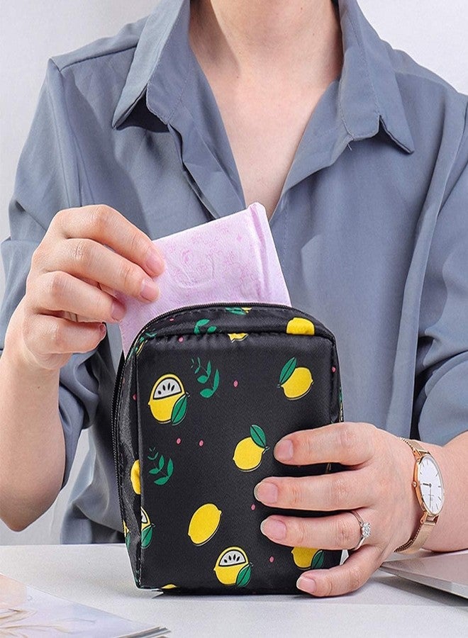 Luxula Portable Mini Fashion Nursing Sanitary Napkin Pouch Pad Holder Zipper Travel Cosmetic Makeup Jewellery Storage Bag (Unicorn-Lemon) - Image 3