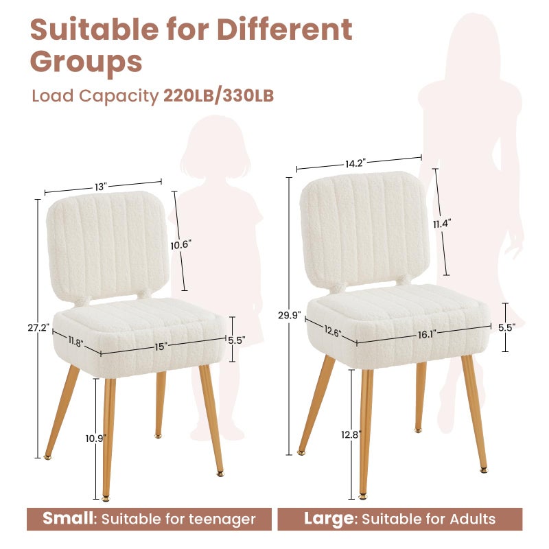 ZYKZYK Updated Vanity Chair, Storage Ottoman with Folding Back & Gold-Toned Metal Legs, Ottoman Seat with Teddy Velvet for Dressing Room Living Room Bedroom, 16" x 12.5" Inch - Image 2
