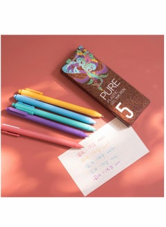 KASTWAVE 0.5 Gel Pen, Multi Color Pen, Cute Kawaii Boxed Pen, Soft Touch Retractable Gel Ink Pens Fine Point Elegance Colors 5-Pack Colored Ink, Smooth Writing Pen, for School Office Home Take Notes  - Image 2