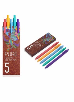 KASTWAVE 0.5 Gel Pen, Multi Color Pen, Cute Kawaii Boxed Pen, Soft Touch Retractable Gel Ink Pens Fine Point Elegance Colors 5-Pack Colored Ink, Smooth Writing Pen, for School Office Home Take Notes  - Image 1