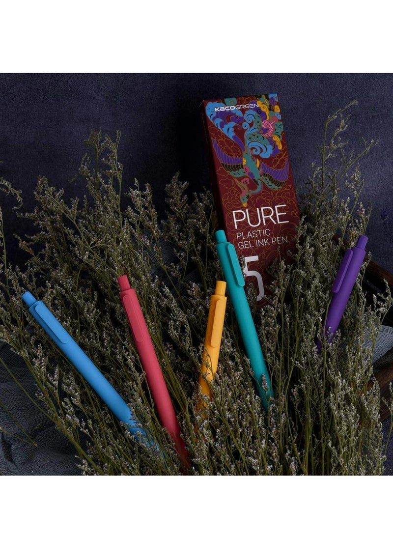 KASTWAVE 0.5 Gel Pen, Multi Color Pen, Cute Kawaii Boxed Pen, Soft Touch Retractable Gel Ink Pens Fine Point Elegance Colors 5-Pack Colored Ink, Smooth Writing Pen, for School Office Home Take Notes - Image 4
