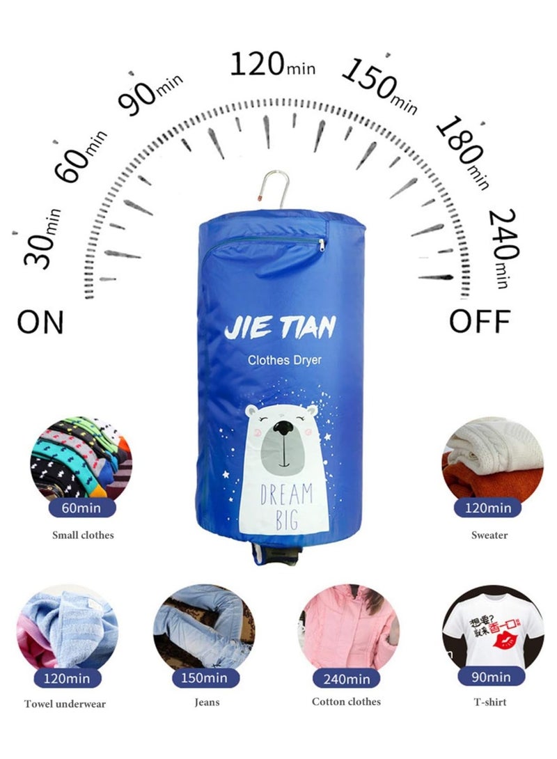 AROAQ Heated Clothes Dryer, Automatic Clothes Dryer Heater Portable Folding Dryer Quick Dry and Efficient Mode Digital Automatic Timer for Home Travel Apartments Dorms - Image 4