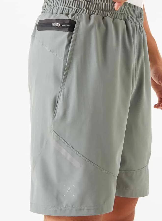 ADOT by Splash Solid Shorts with Elasticated Waistband and Pockets