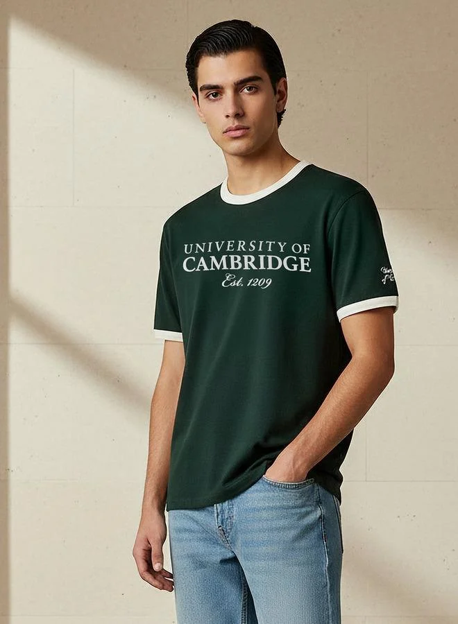 SP Characters Cambridge University Men Relaxed Fit Crew Neck Short Sleeves Ringer T-shirt