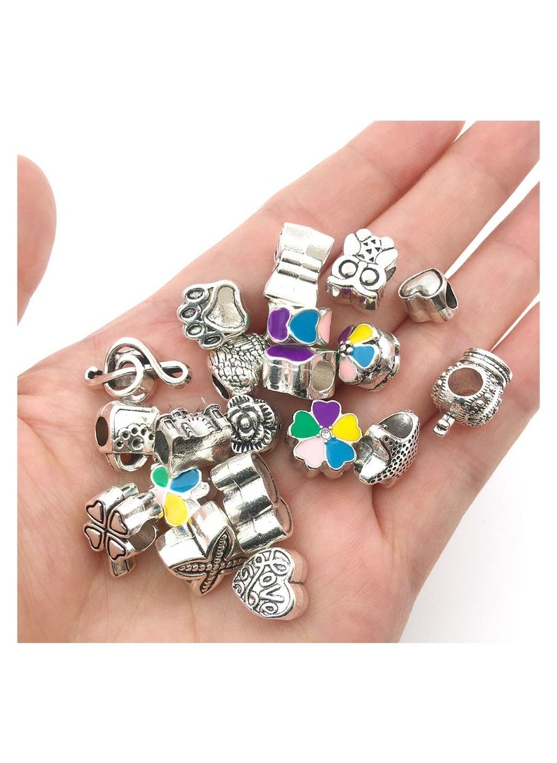 albayt alsaeid - 63 Pieces Charm Bracelet Making Kit Including 60 Jewelry Beads And 3 Snake Chains DIY Craft for Girls Jewelry Gift Set for Arts and Craft for Girls - Image 1
