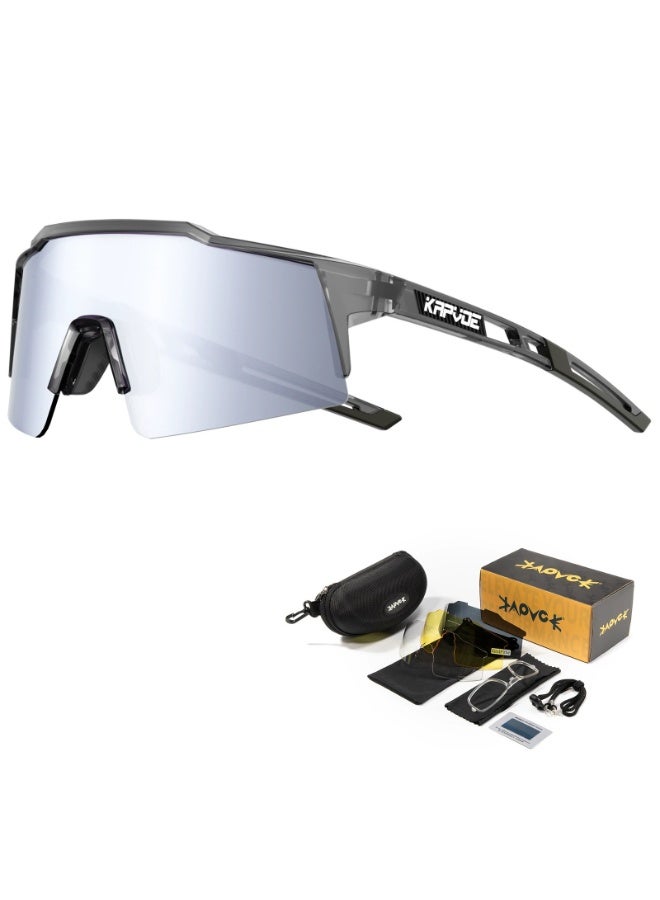 KAPVOE Sport Cycling Sunglasses UV400 Protection Shield Lens Lightweight Outdoor Eyewear for Men & Women - Image 1