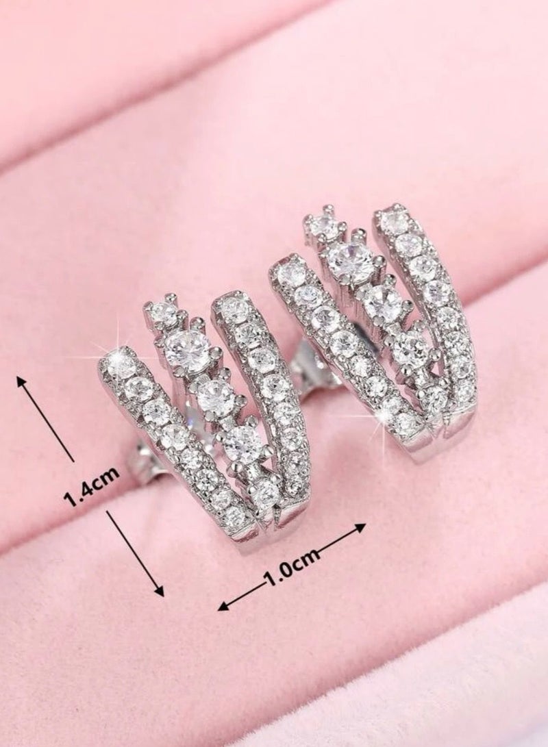 Jewelry 4You Elegant Silver Plated Cubic Zircon Earrings - Image 5