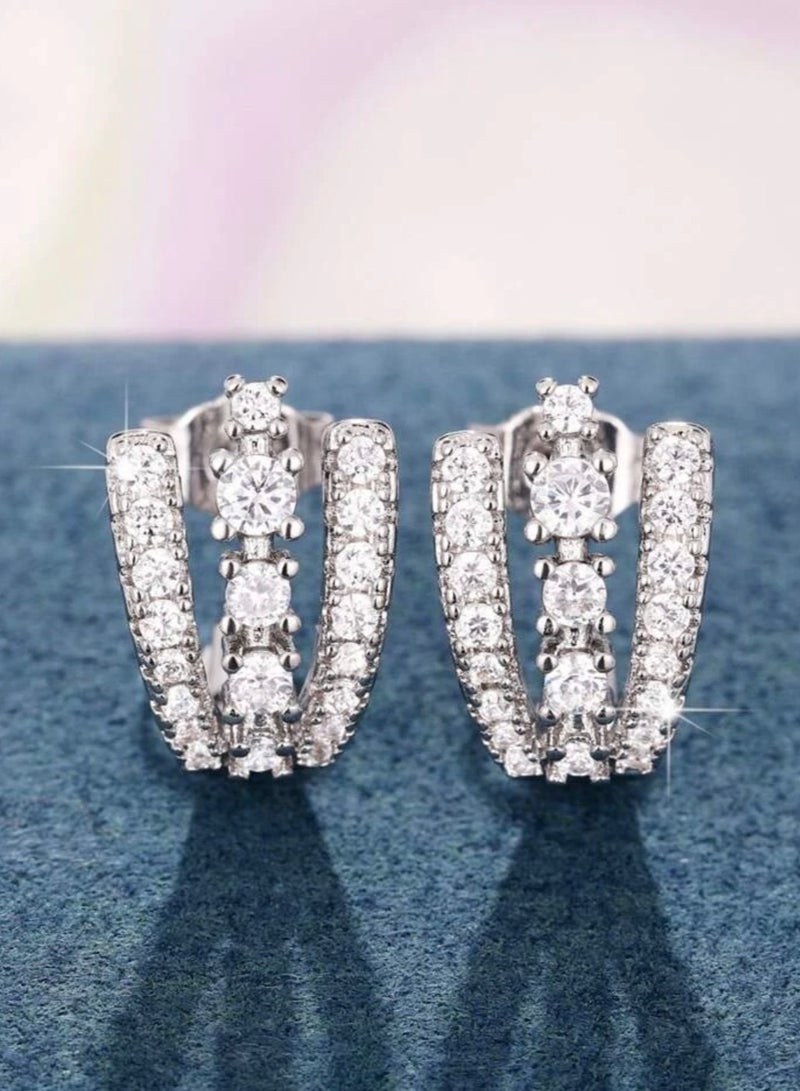 Jewelry 4You Elegant Silver Plated Cubic Zircon Earrings - Image 3