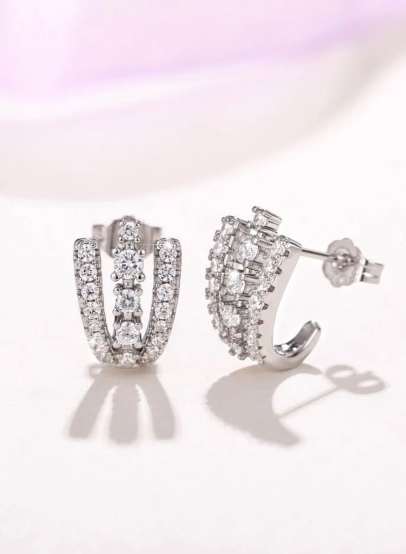 Jewelry 4You Elegant Silver Plated Cubic Zircon Earrings - Image 1