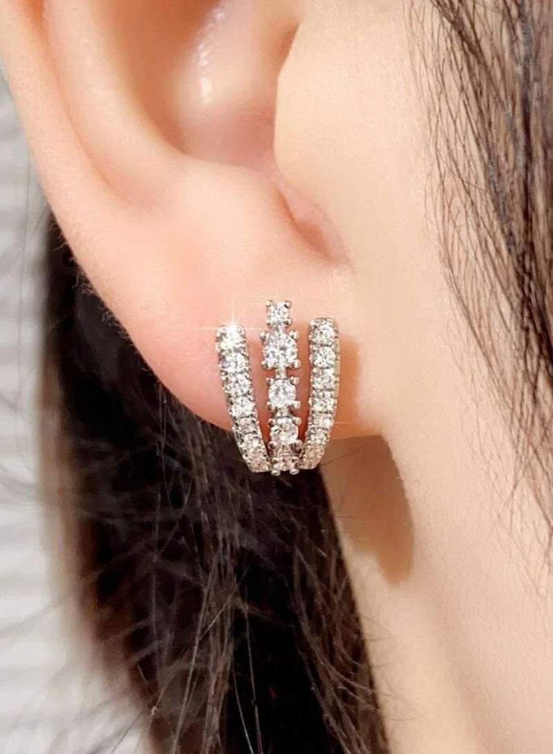 Jewelry 4You Elegant Silver Plated Cubic Zircon Earrings - Image 2