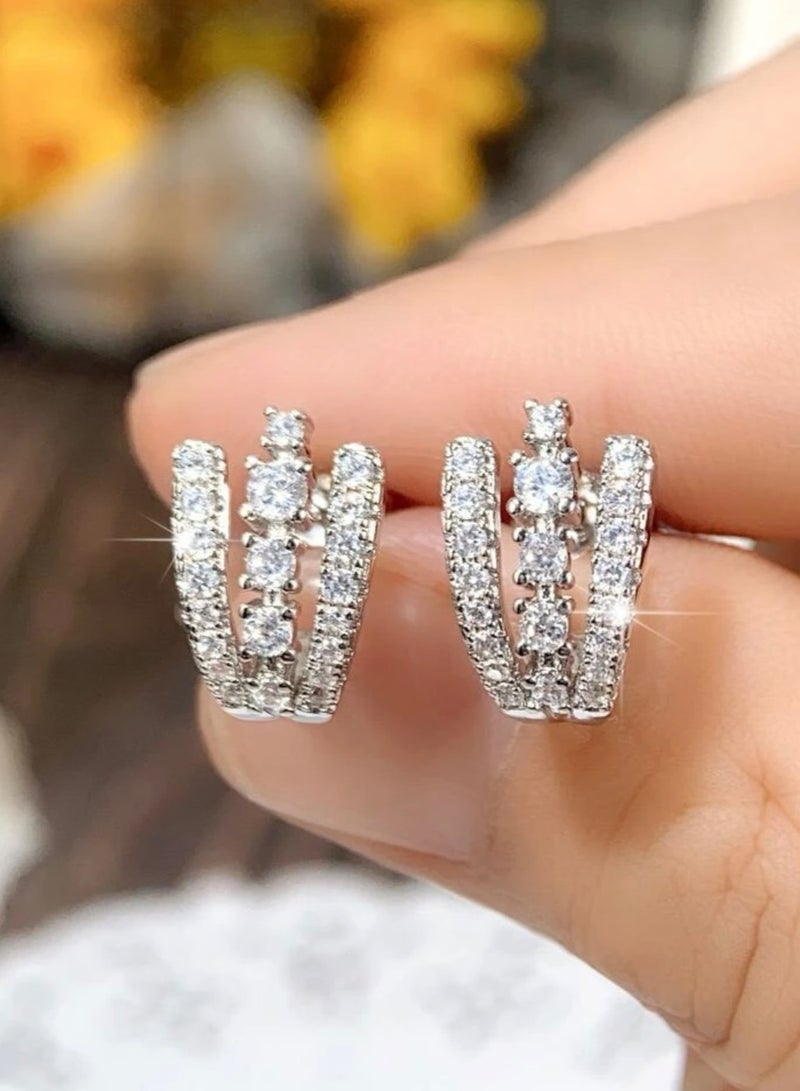 Jewelry 4You Elegant Silver Plated Cubic Zircon Earrings - Image 4