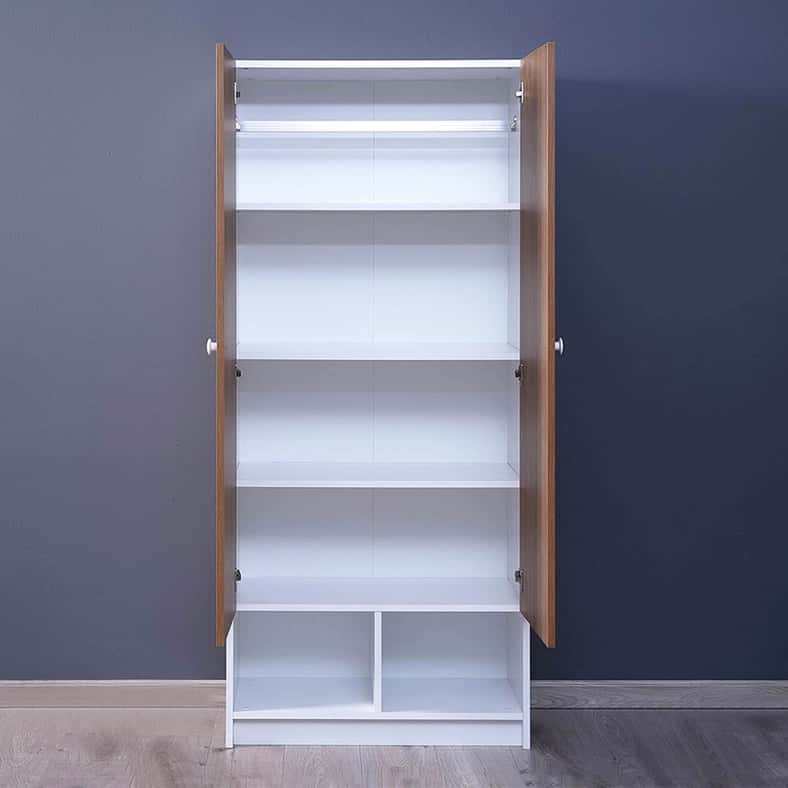 Pan Home خزانة أطفال داكوسطا | أبيض | لوح جزيئي | مزودة بأبواب | تخزين ببابين، رفوف | 80 × 43 × 183 سم - Image 4