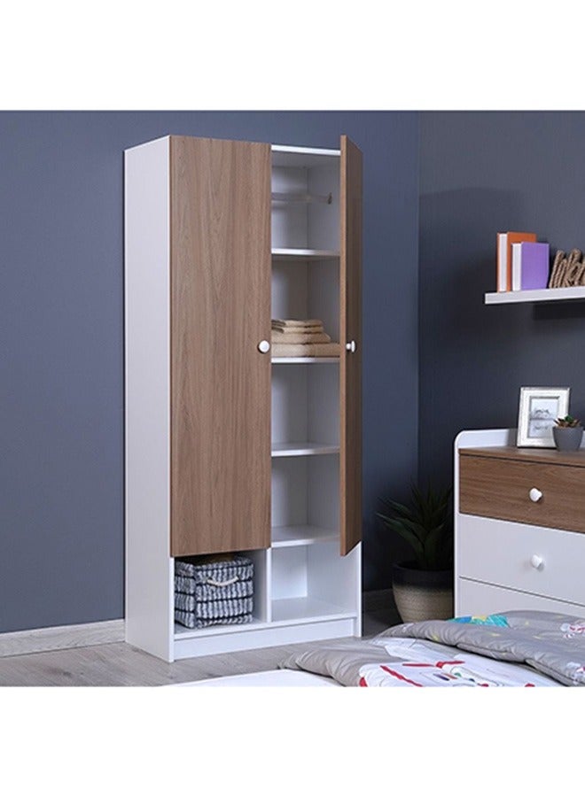 Dacosta Kids wardrobe|White|Particle Board|Hinged|2 Door Storage,Shelves|80 x43x183 cm