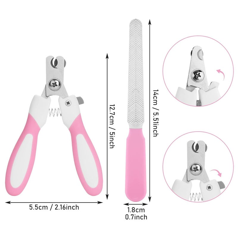 Intenze Dog Nail Clipper with Nail File, Stainless Steel Cat Nail Clipper Professional Pet Nail Clipper Suitable for Puppies Kittens with Safety Lock and Protective Guard to Avoid Over Cutting (Pink) - Image 3