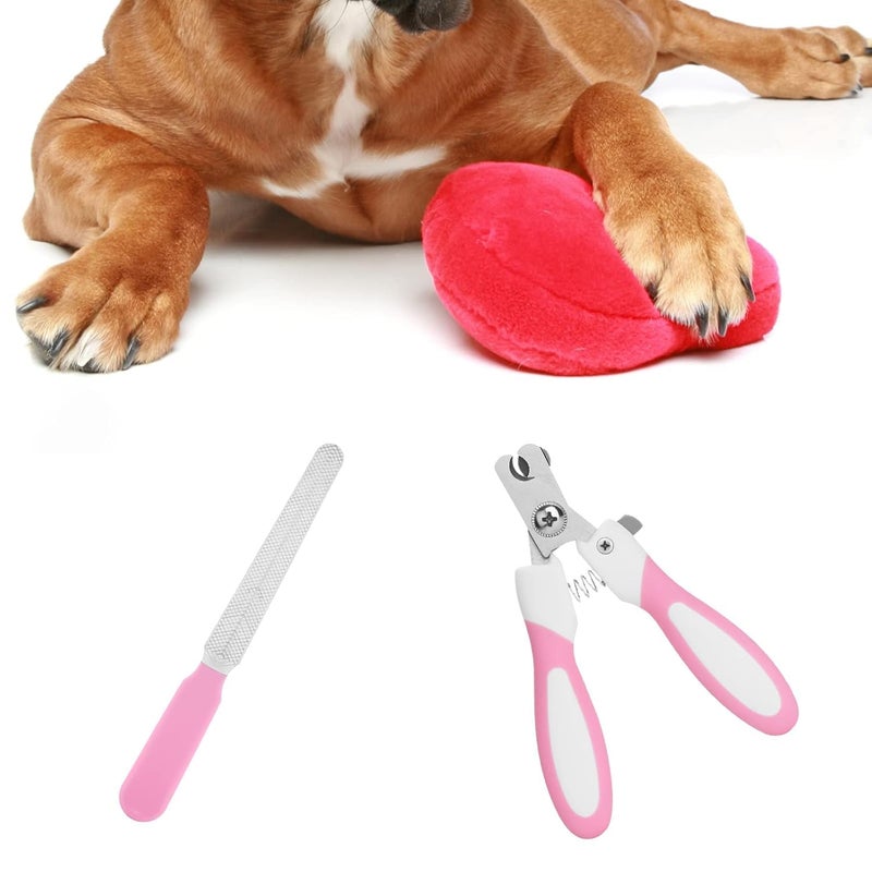 Intenze Dog Nail Clipper with Nail File, Stainless Steel Cat Nail Clipper Professional Pet Nail Clipper Suitable for Puppies Kittens with Safety Lock and Protective Guard to Avoid Over Cutting (Pink) - Image 2