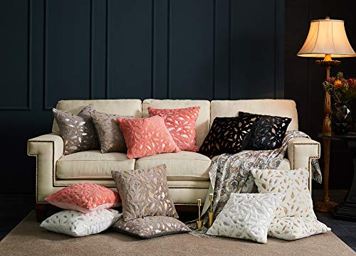 OMMATO Decorative Pillow Covers 18x18 Inch Throw Pillow Covers Couch Pillows for Living Room Sofa Farmhouse Boho Modern Accent Throw Pillows Bed Home Decor Set of 2 White Fur with Silver Leaves - Image 5