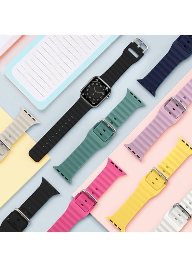 Generic - "ELTRAZONE Ocean Band for Apple Watch – Adjustable Soft Silicone Sport Strap for 38mm to 49mm Models, Breathable Elastic Wristband for Men and Women, Compatible with Series Ultra 8/7/SE/6/5/4/3/2/1" - Image 1