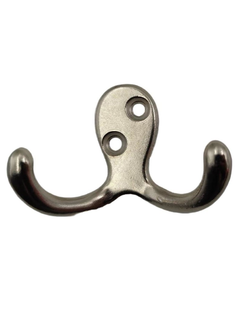10-Piece Set Zinc Alloy Coat And Hat Hook Double Hook Key Behind The Entrance Scarf Hook  Bathroom Wardrobe Hook  Clothes Hook Silver  - Image 2